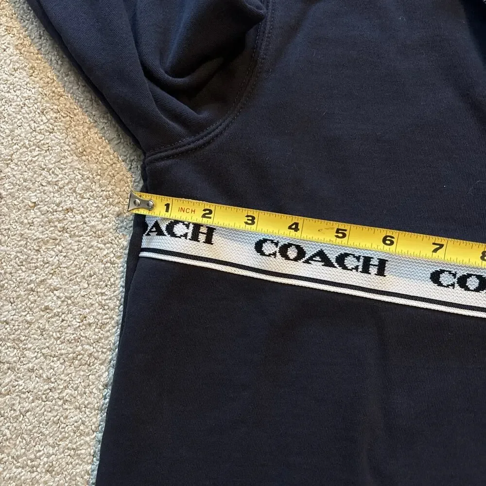 Coach Women's Navy/White Essential Half Zip Sweatshirt Sz XS Cotton Pullover